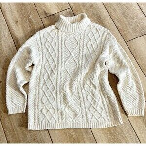 Vintage Cherokee Fisherman Sweater Size XL Cable knit Cotton Slouchy Cream USA
